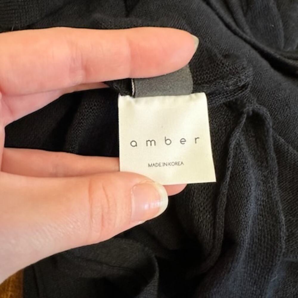 Amber Cashmere Black Longline Cardigan Sweater Coatigan Small‎ Korea Minimalist - Picture 10 of 11